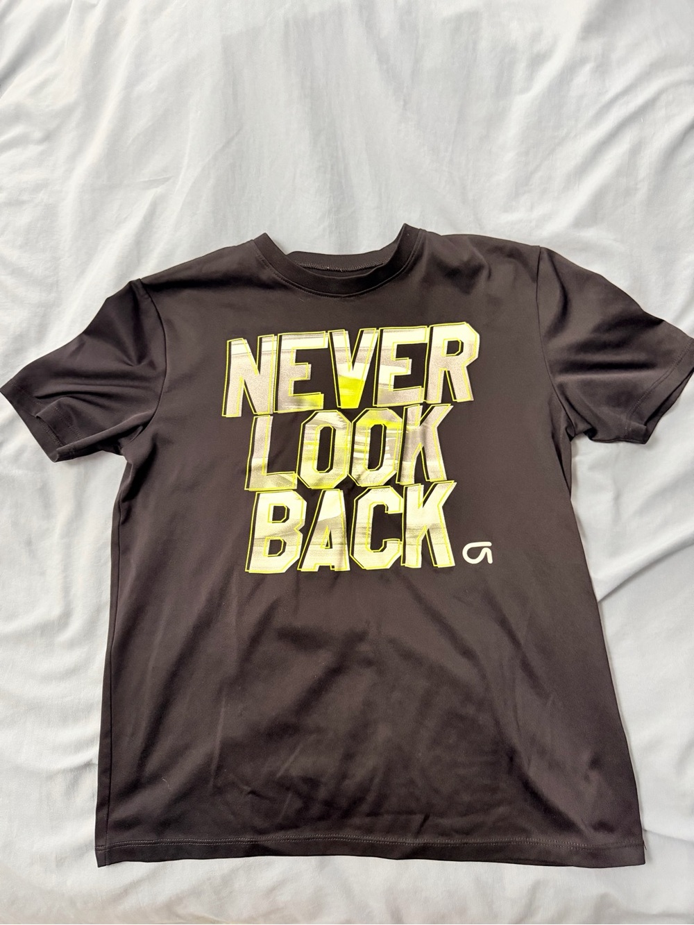 GAP Kid's Black Dry Tee with Yellow 'Never Look Back' Graphic